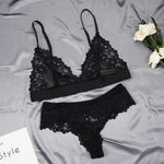 Ultra-thin Cup Bra and panties Mesh Lace Underwear Set - Alt Style Clothing