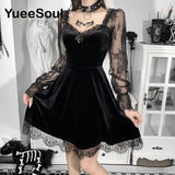 Gothic Vintage Black Dress with Batwing Sleeves and Bow Detail