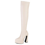 SaraIris Handmade Thigh High Pointed Toe Platform Boots - Sexy Over The Knee Boots for Winter Parties