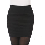 Short Elastic Pleated High Waist Slim Mini Skirt - Casual Pencil Silhouette