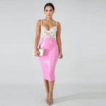 Bodycon PVC Patent Leather Back Zip PU Business Midi Skirt - Alt Style Clothing