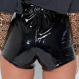 Leather Shorts Lace Up Wet Look Vinyl Hot Pants