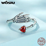 Skull Hand Opening Ring with Red Love - Alt Style Clothing