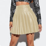 Elegant Leather Pleated Mini Skirt