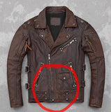 Motorcycle Leather Jacket Men Slim Fit Vintage