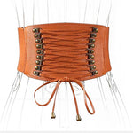 Wide Leather Belt - Fashionable Ethnic Dress Belt with Tassels