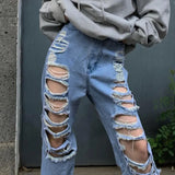 High Waisted Chain Jeans - Featuring a Cross Chain and Hollow Out Design for a Sexy and Elegant Look