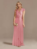 V-Neck Sequin Party Maxi Dress Long Prom Cocktail Dress - Alt Style Clothing