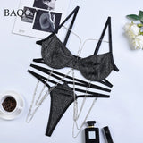 Glitter Lingerie Sexy Female Underwear Push Up Set