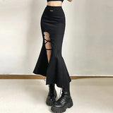 Mysterious High Street Asymmetrical Flared Skirt