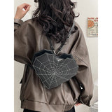 Gothic Spiderweb Heart Shaped Bag – Women's Backpack