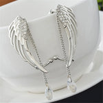 Silver Plated Angel Wing Crystal Drop Dangle Earrings for Women