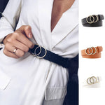 Double Ring Waist Belt PU Leather Metal Buckle Heart Pin Belt For Ladies