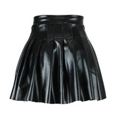 Elegant Leather Pleated Mini Skirt