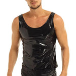 PVC Leather Tank Tops Sleeveless Shirt