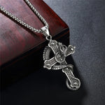 Gothic Skull Cross Pendant Necklace - Stainless Steel Unisex Viking Style