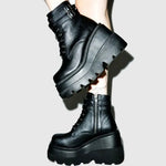 Platform High Heel Punk Wedge Ankle Boots – Cosplay-Inspired Motorcycle Style