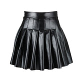 Elegant Leather Pleated Mini Skirt