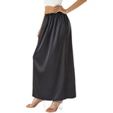 Solid Satin Silk Skirt High Waisted Long Skirt - Alt Style Clothing