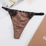 Low-Rise Satin T-Back Thong Panties – Thin Belt Femme Style