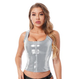 Patent Leather Cutout Sleeveless Vest Top