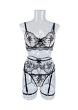 Delicate Lingerie Fancy Lace Underwear 3-Piece Transparent Bra And Panty Set