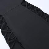 Dark High Split Sexy Bandage Gothic Halter Slim Midi Dress - Alt Style Clothing