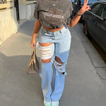 Vintage Jeans Women High Waist Y2K Streetwear 90S