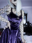 Velvet Gothic Sexy Black Mini Dress Vintage Spaghetti Strap - Alt Style Clothing