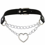 Gothic Leather Collar Choker Metal Chain - Alt Style Clothing