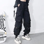 Punk-Style Casual Harem Pants with Functional Pocket Design