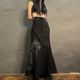 Gothic Bandage High Waist Maxi Skirt - Alt Style Clothing