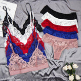 Ultra-thin Cup Bra and panties Mesh Lace Underwear Set - Alt Style Clothing