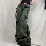 Vintage Grunge Gothic Bandage Cargo Pants with Buckle Detailing - Punk Style Sweatpants