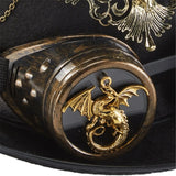 Steampunk Top Hat with Goggles & Gear Chain – Victorian Gothic Costume Hat