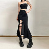 Mysterious High Street Asymmetrical Flared Skirt