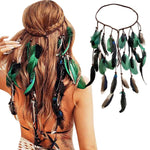 Boho Peacock Feather Adjustable Headdress - Women's Novelty Hair Band