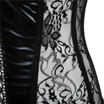 Gothic Lace Faux Leather Corset Bra Bustier