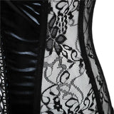 Gothic Lace Faux Leather Corset Bra Bustier