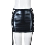 Lace-Up Hollow Out A-Line Mini Skirt - High Street Style