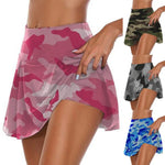 Camo Sport Skirt High Waist Pleated