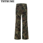 Make a Statement with our Camouflage Cargo Pants Big Pockets High Waist Camo Straight Trousers