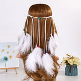 Boho Peacock Feather Adjustable Headdress - Women's Novelty Hair Band