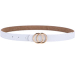 Double Ring Circle Button Leather Belt – Casual Elegance for Everyday Wear