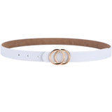 Double Ring Circle Button Leather Belt – Casual Elegance for Everyday Wear