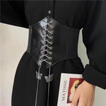 Floral Pattern Corset Wide PU Leather Slimming Body Belt