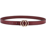 Double Ring Circle Button Leather Belt – Casual Elegance for Everyday Wear