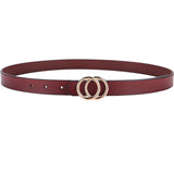 Double Ring Circle Button Leather Belt – Casual Elegance for Everyday Wear