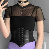 PU Leather Corset Wide Belt - Slimming Body Waistband for Women