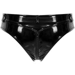High Waist Shorts Patent Leather Open Front Mini Shorts